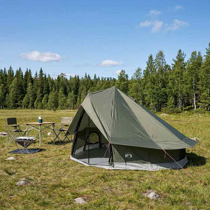 vidaXL Tipi Tent 18-Person Army Green Polyester and Steel - 700 x 700 x 395 cm