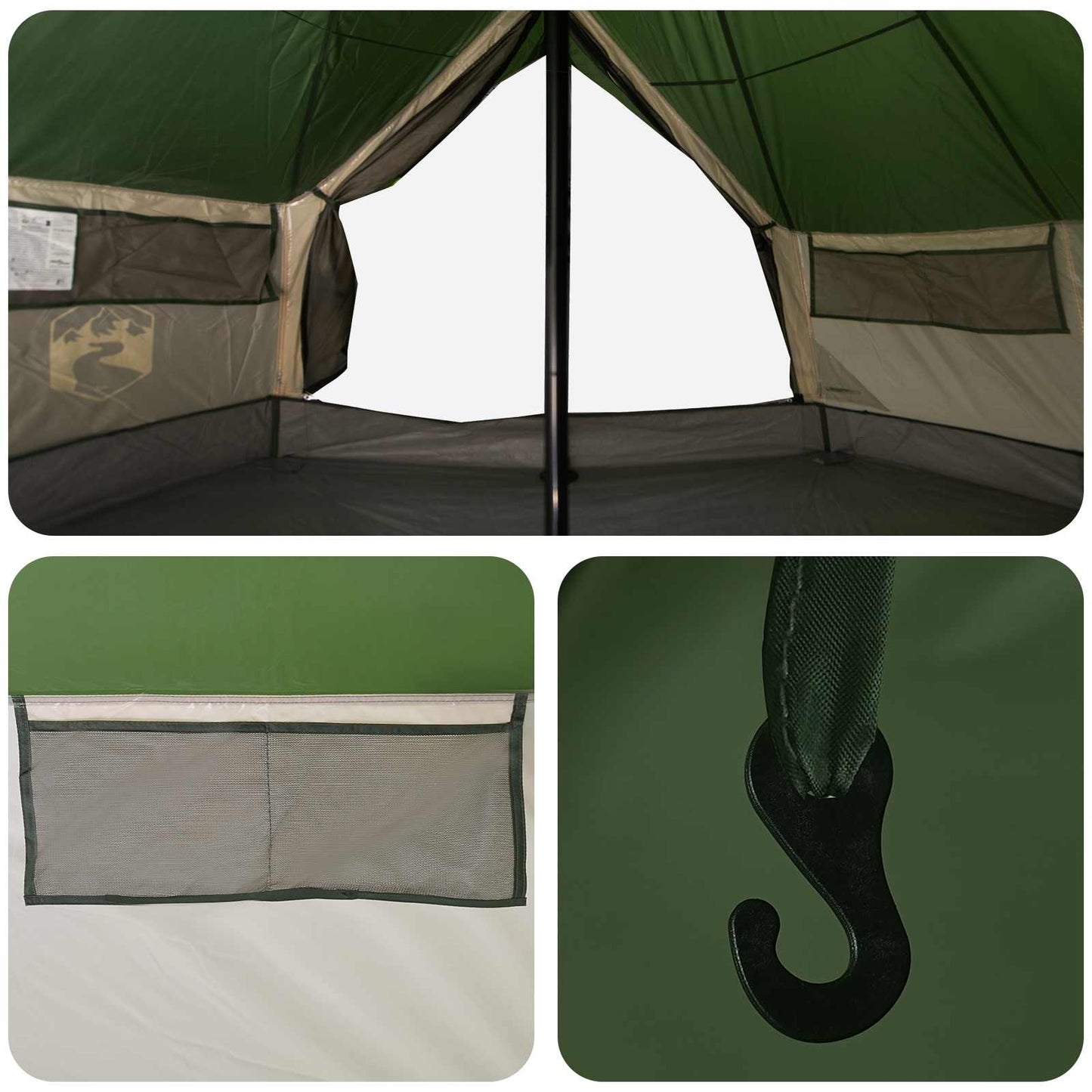 vidaXL Tipi Tent 20-Person Green Polyester and Steel - 800 x 800 x 430 cm