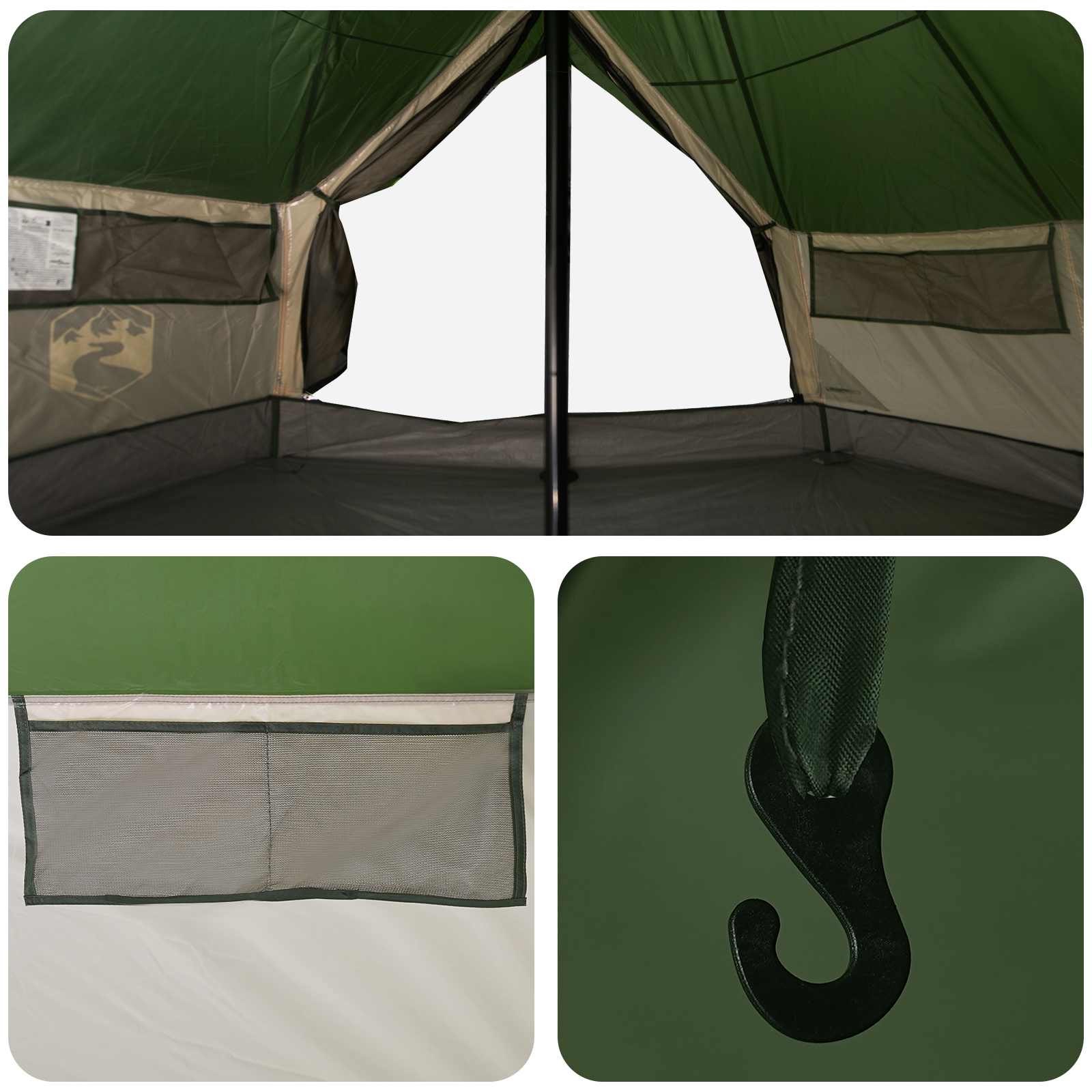 vidaXL Tipi Tent 20-Person Green Polyester and Steel - 800 x 800 x 430 cm