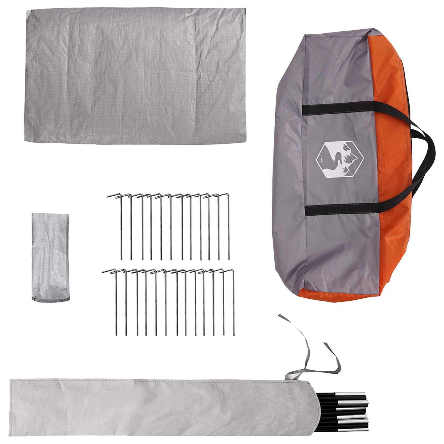 vidaXL Tipi Tent 20-Person Grey and Orange Polyester and Steel - 800 x 800 x 430 cm