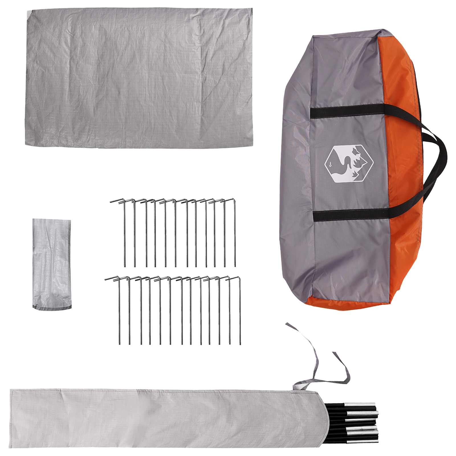 vidaXL Tipi Tent 20-Person Grey and Orange Polyester and Steel - 800 x 800 x 430 cm