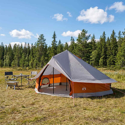 vidaXL Tipi Tent 20-Person Grey and Orange Polyester and Steel - 800 x 800 x 430 cm