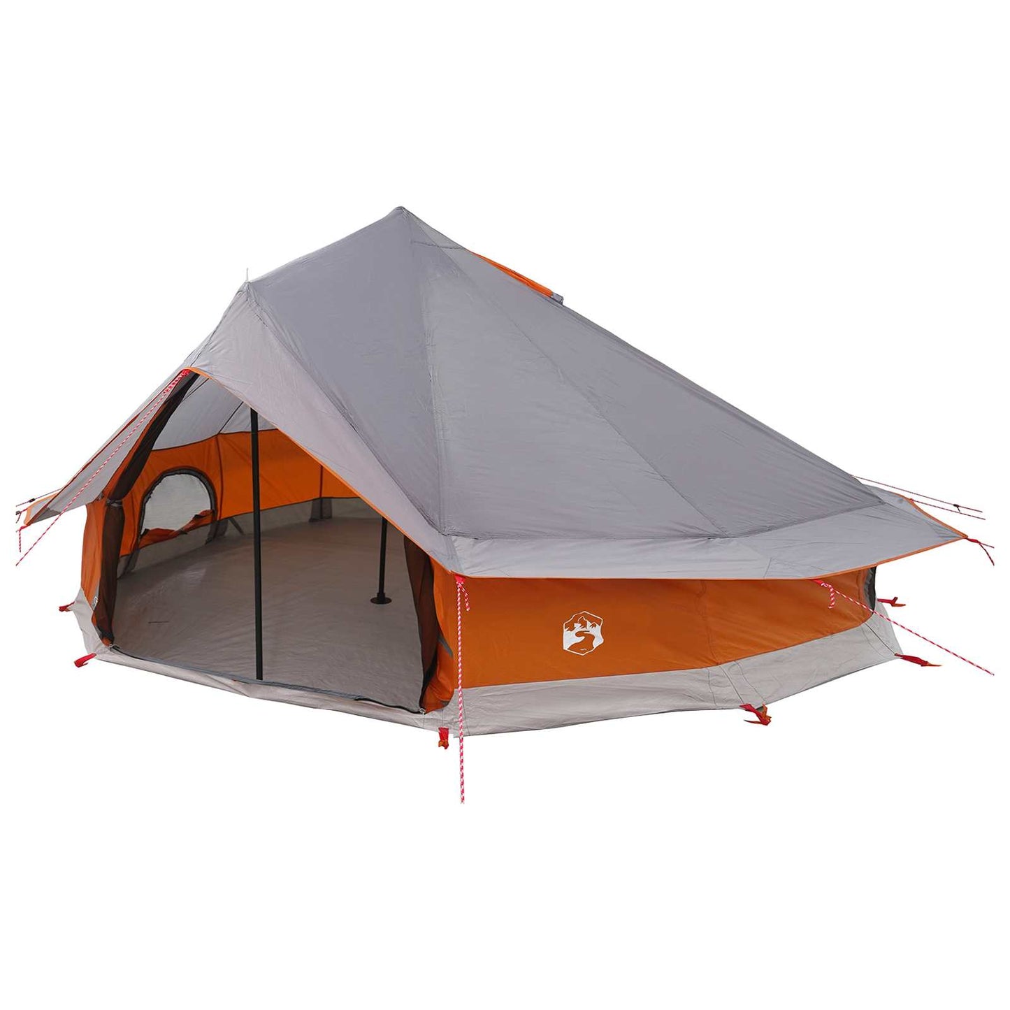 vidaXL Tipi Tent 20-Person Grey and Orange Polyester and Steel - 800 x 800 x 430 cm