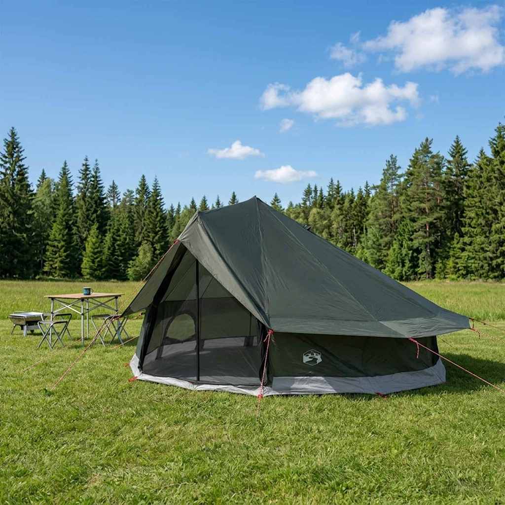 vidaXL Tipi Tent 20-Person Army Green Polyester and Steel - 800 x 800 x 430 cm