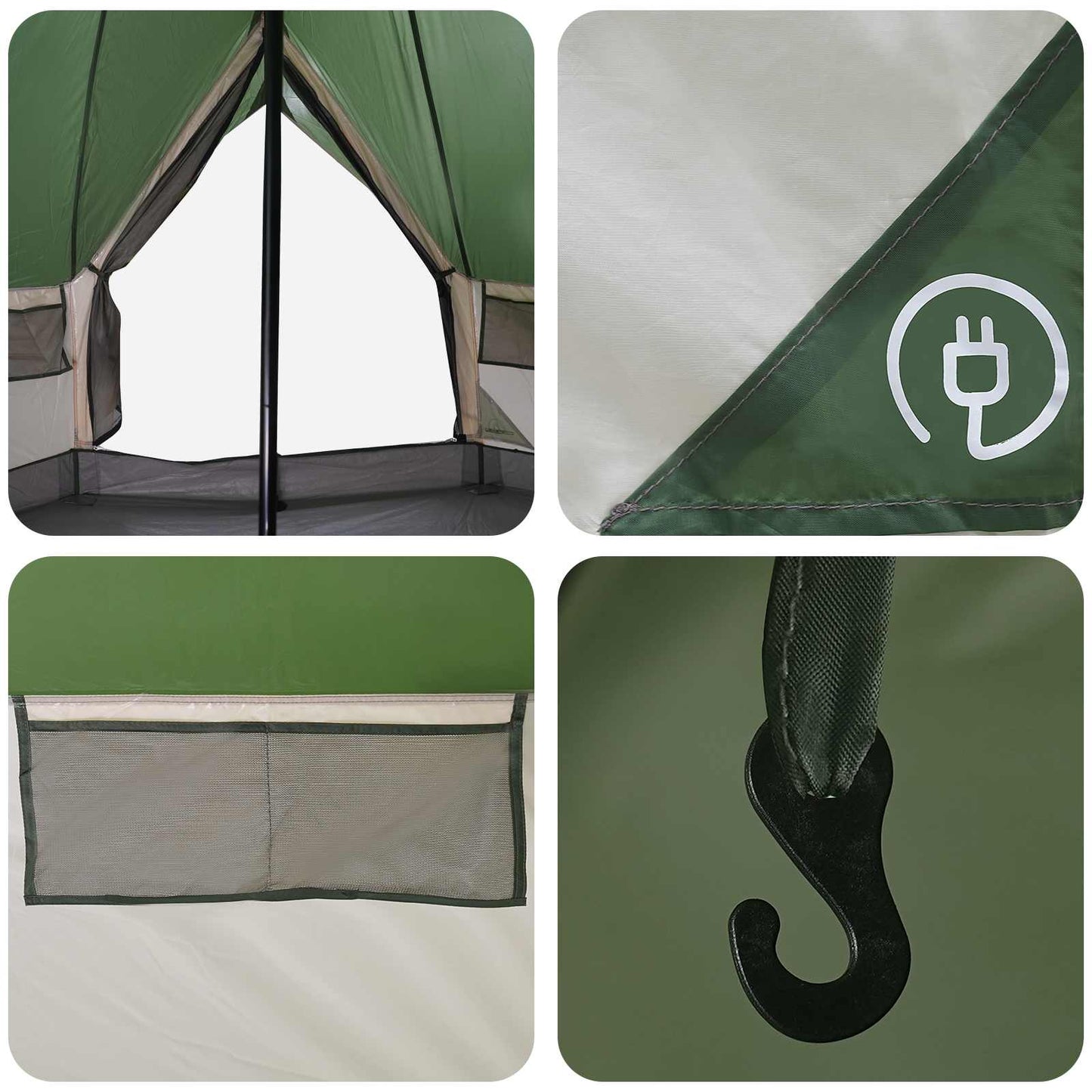 vidaXL Tipi Tent 4-Person Green Polyester and Steel - 250 x 250 cm