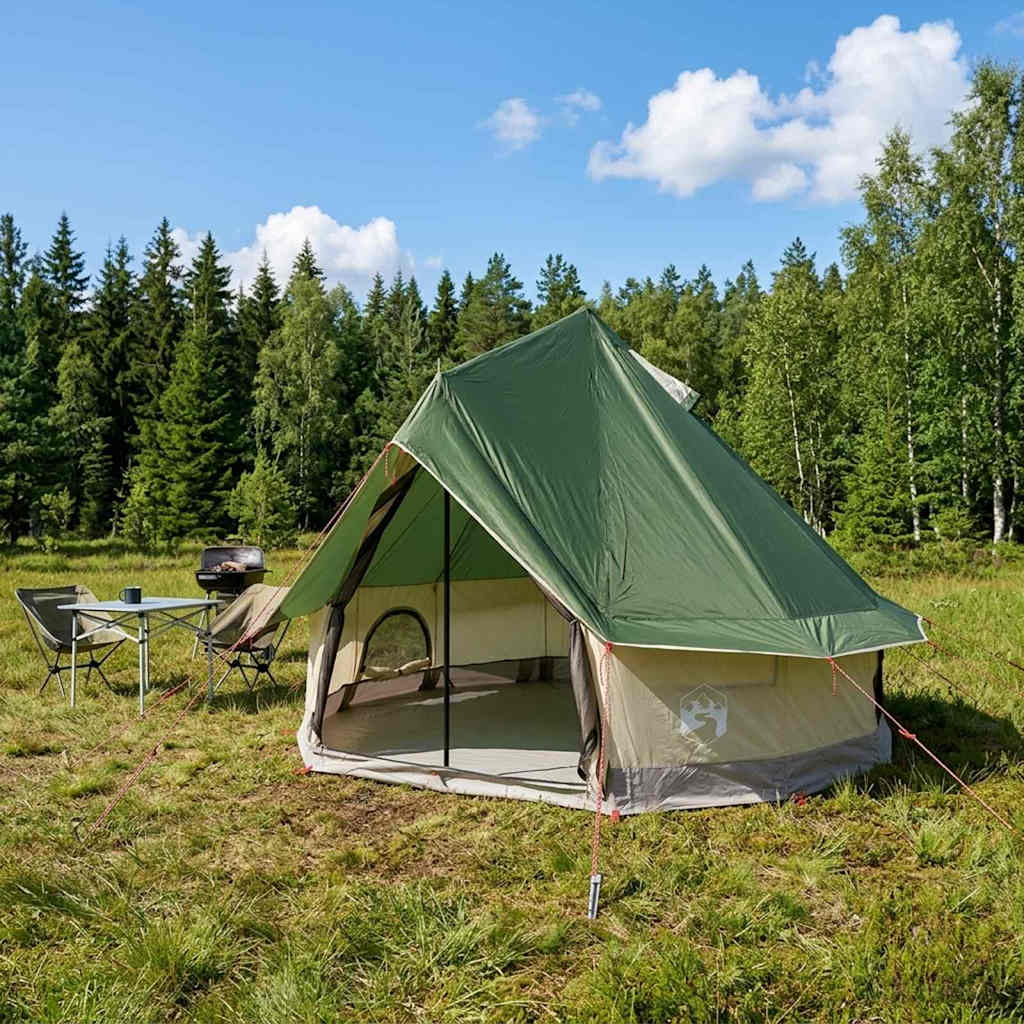 vidaXL Tipi Tent 4-Person Green Polyester and Steel - 250 x 250 cm
