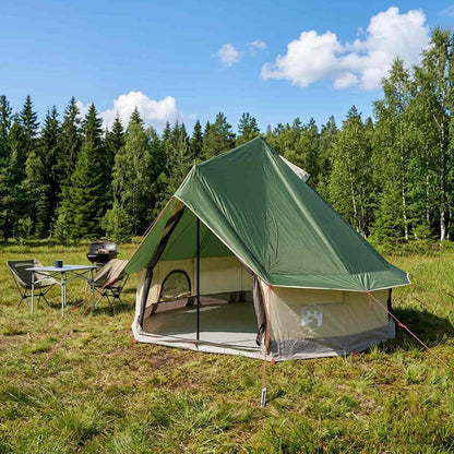 vidaXL Tipi Tent 4-Person Green Polyester and Steel - 250 x 250 cm