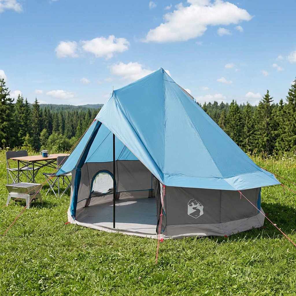 vidaXL Tipi Tent 4-Person Blue Polyester and Steel - 250 x 250 cm