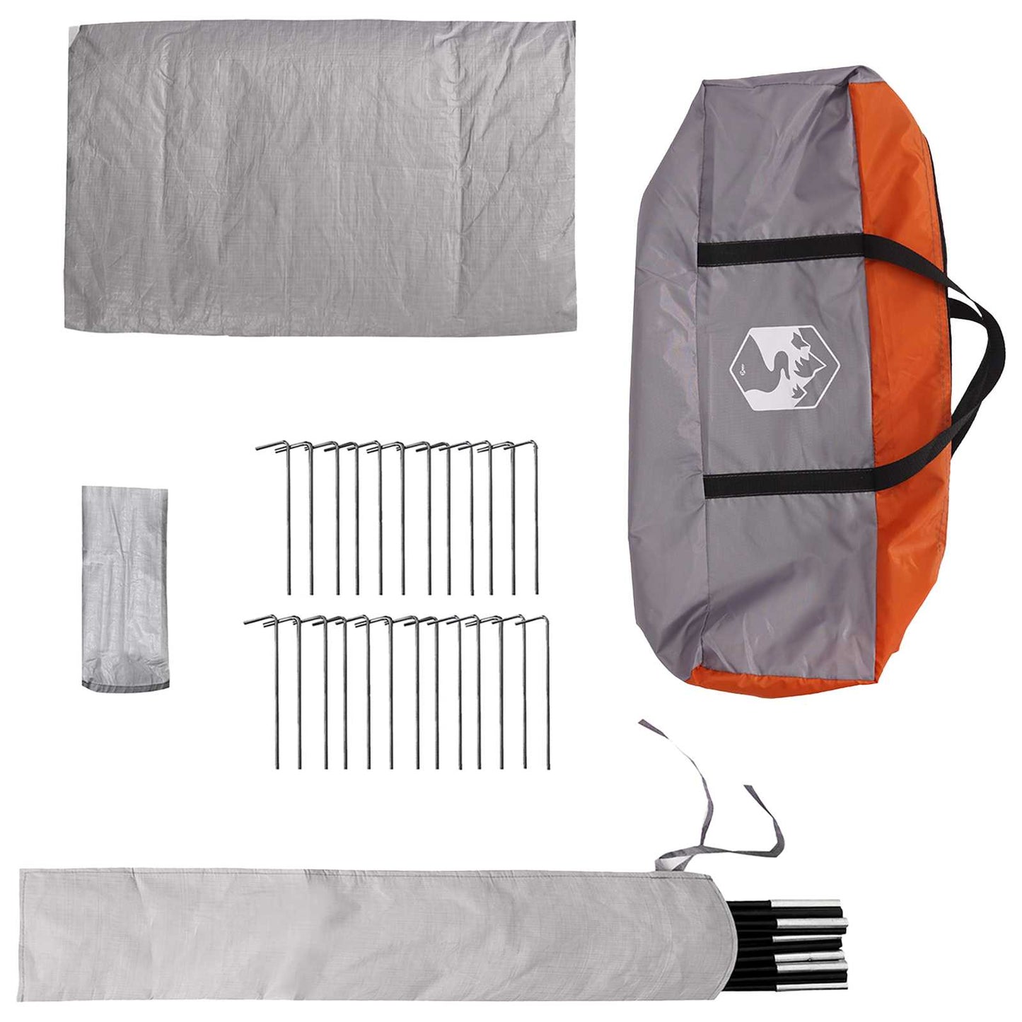 vidaXL Tipi Tent 4-Person Grey and Orange Polyester and Steel - 250 x 250 cm