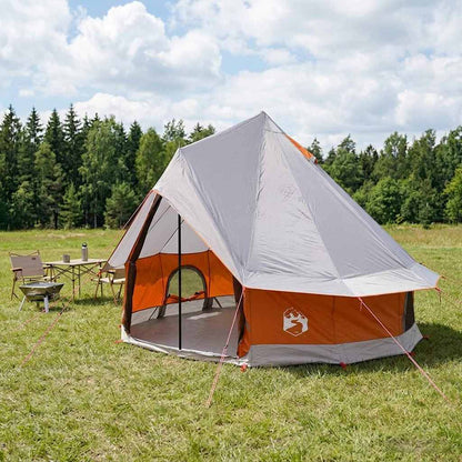 vidaXL Tipi Tent 4-Person Grey and Orange Polyester and Steel - 250 x 250 cm