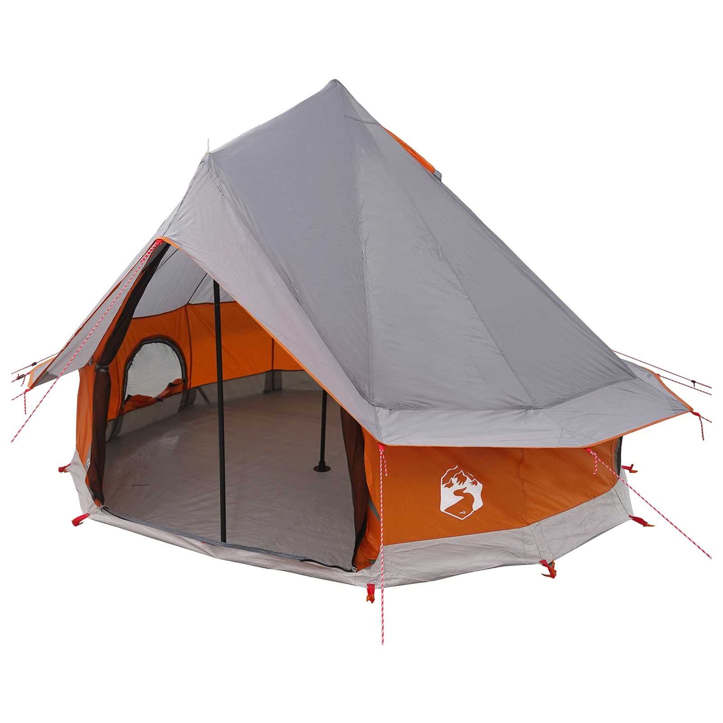 vidaXL Tipi Tent 4-Person Grey and Orange Polyester and Steel - 250 x 250 cm