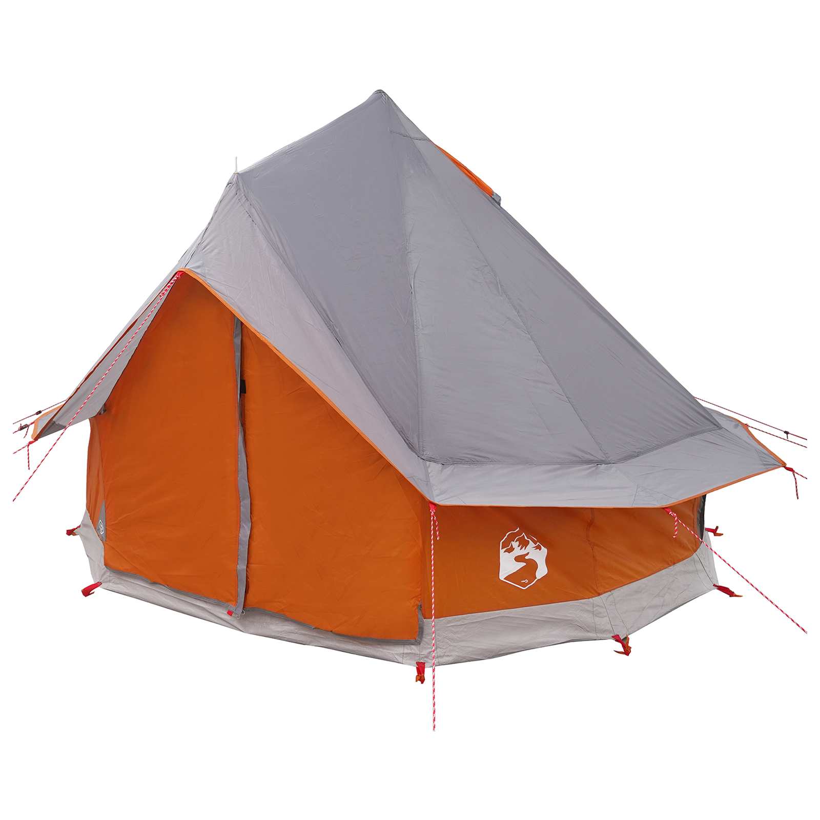 vidaXL Tipi Tent 4-Person Grey and Orange Polyester and Steel - 250 x 250 cm