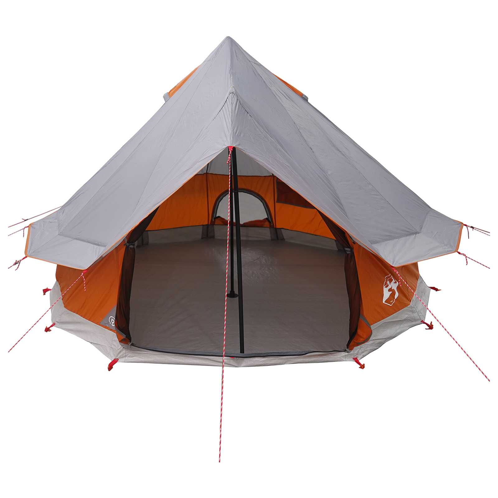 vidaXL Tipi Tent 4-Person Grey and Orange Polyester and Steel - 250 x 250 cm