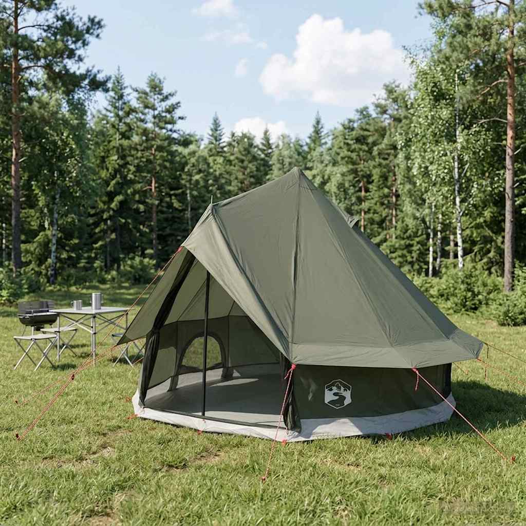 vidaXL Tipi Tent 4-Person Army Green Polyester and Steel - 250 x 250 cm