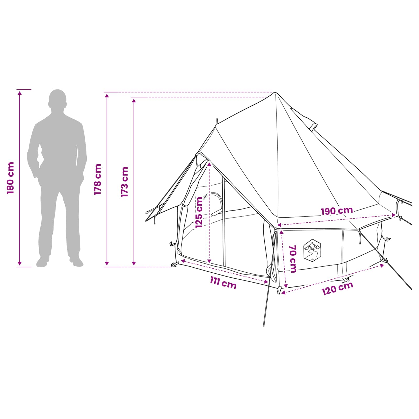 vidaXL Tipi Tent 4-Person Army Green Polyester and Steel - 250 x 250 cm