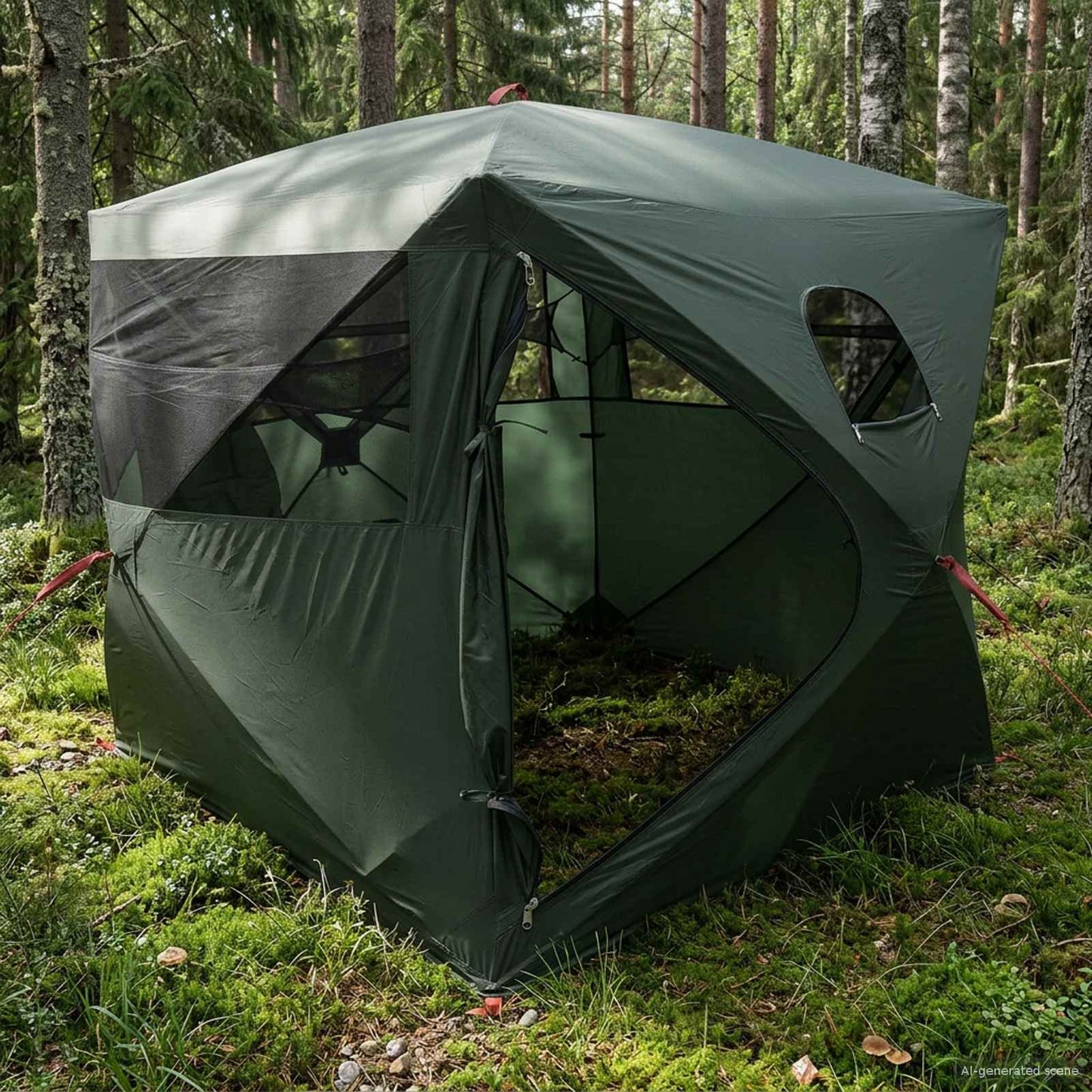 vidaXL Hunting Tent Army Green 143 x 143 x 165 cm Polyester and Steel