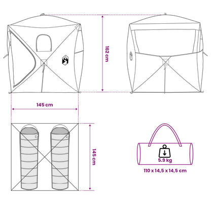 vidaXL Hunting Tent Army Green 143 x 143 x 165 cm Polyester and Steel