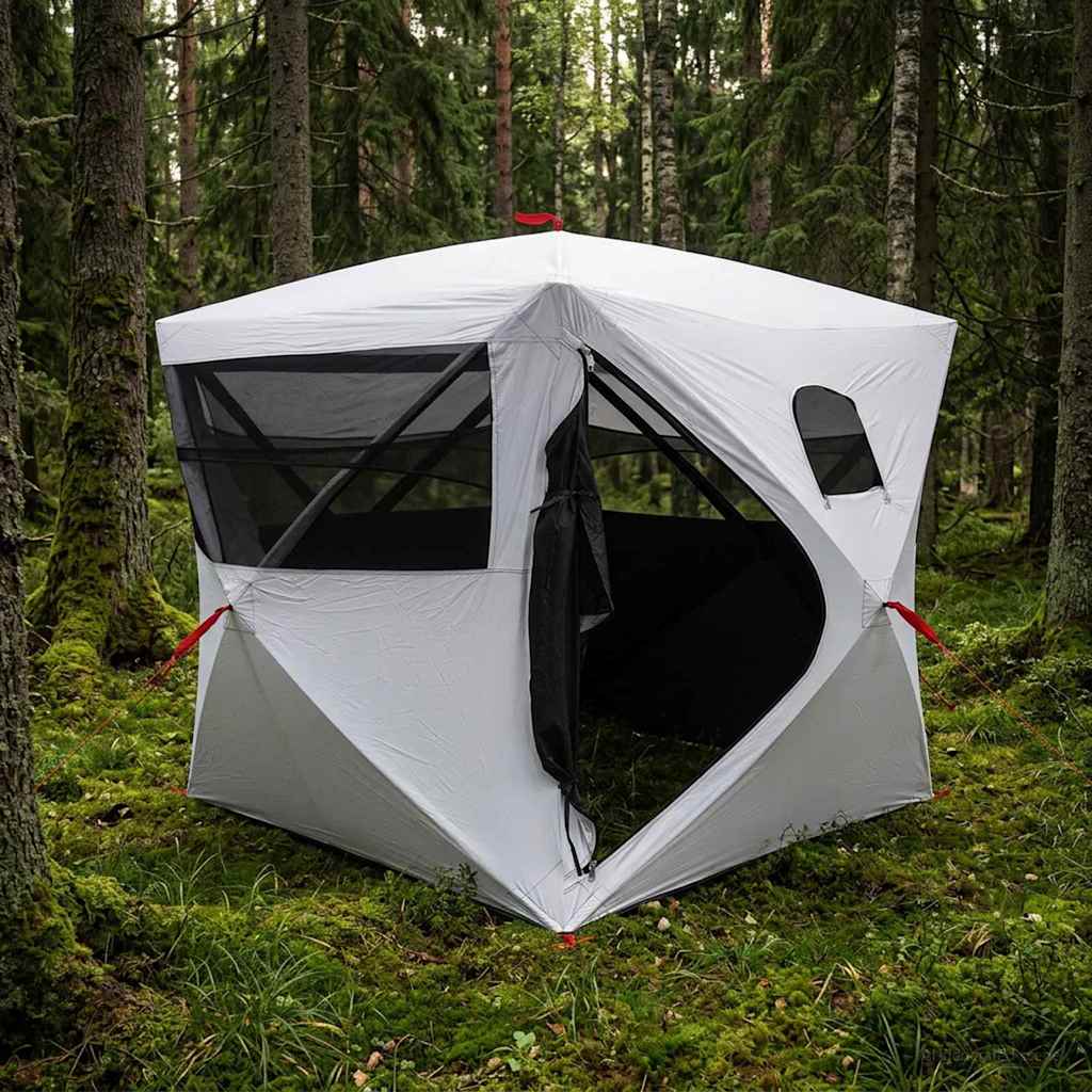 vidaXL Hunting Tent with Roof White Blackout 143 x 143 x 165 cm
