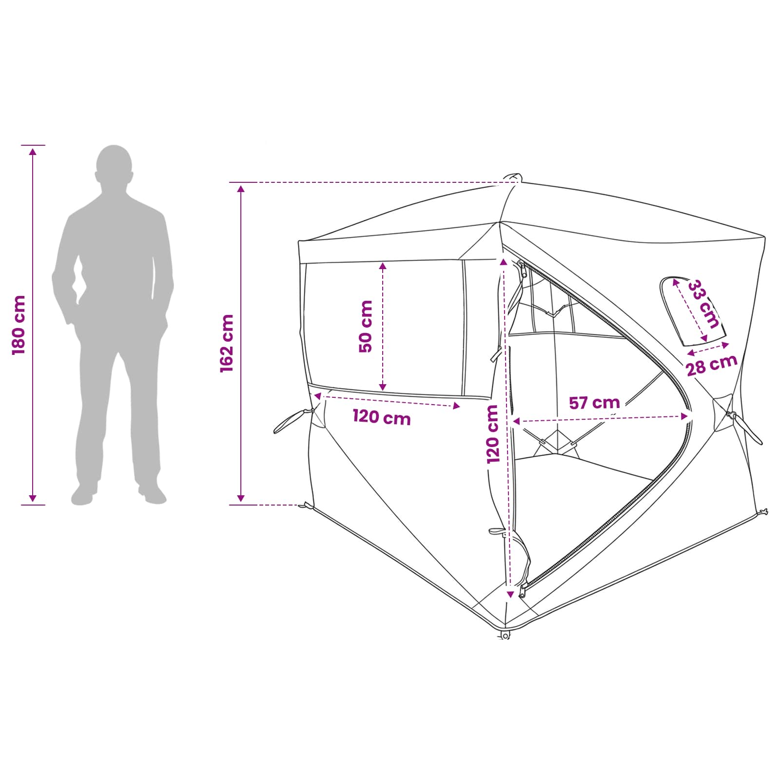 vidaXL Hunting Tent with Roof White Blackout 143 x 143 x 165 cm