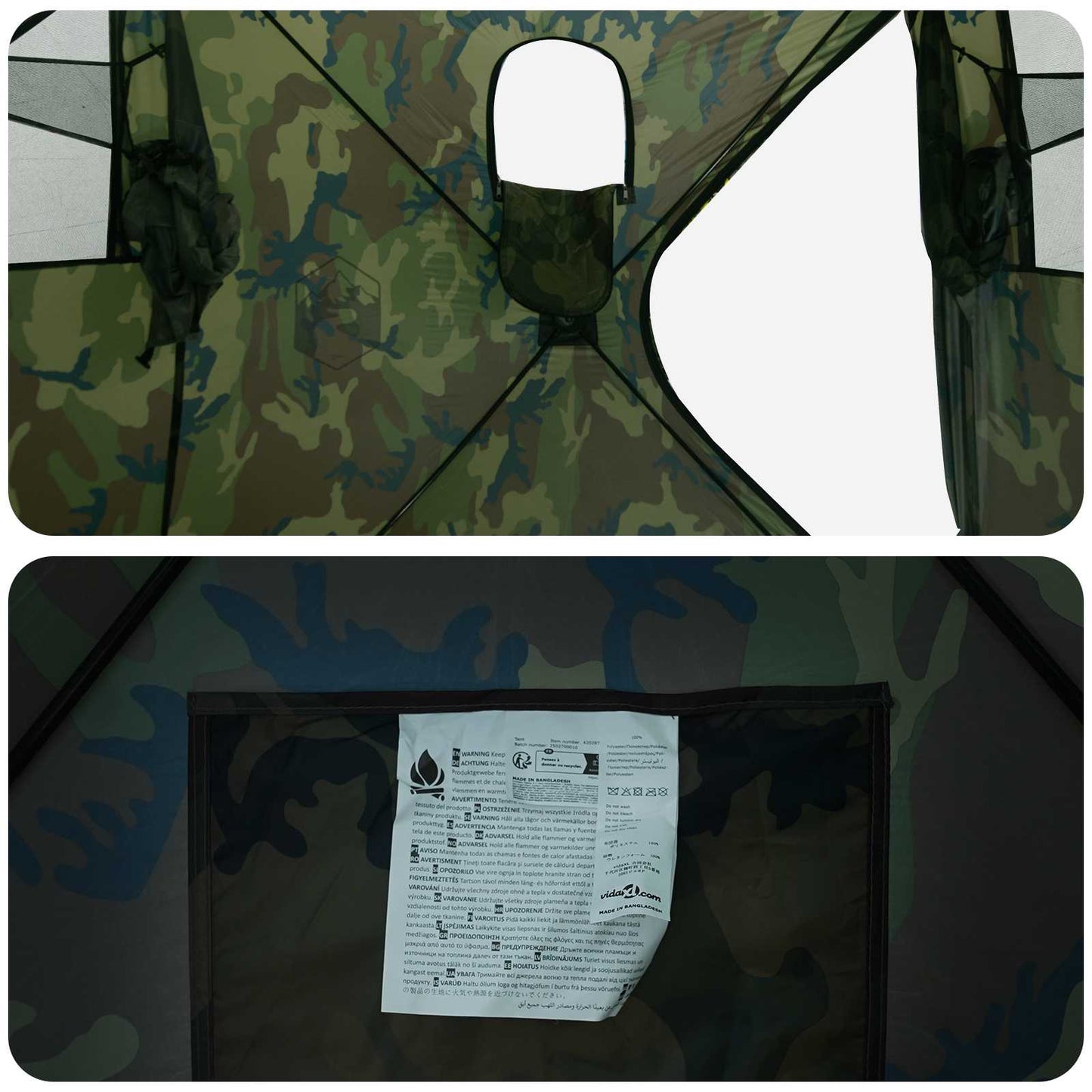 vidaXL Hunting Tent Camouflage 143 x 143 x 165 cm Polyester and Steel - Multicolour