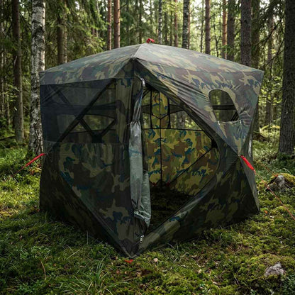 vidaXL Hunting Tent Camouflage 143 x 143 x 165 cm Polyester and Steel - Multicolour