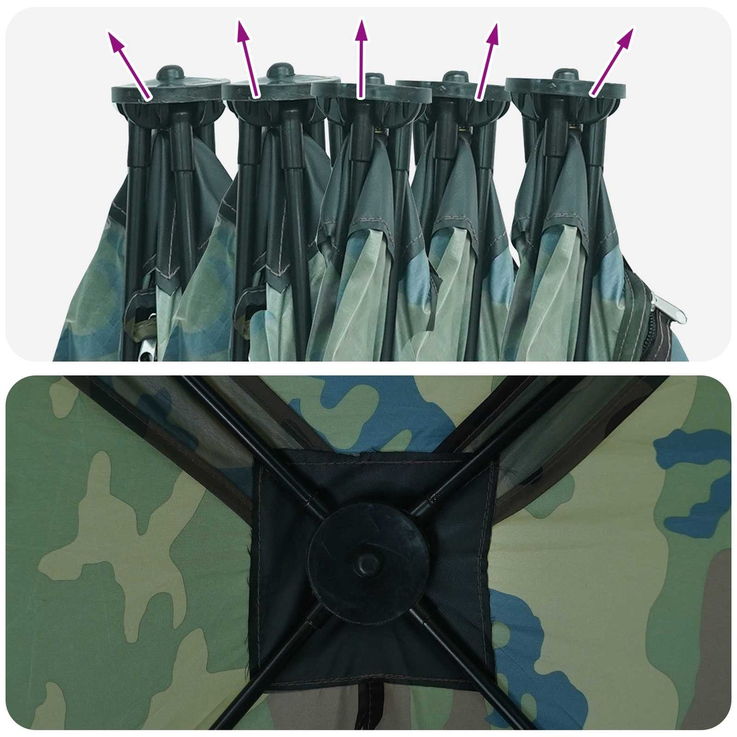 vidaXL Hunting Tent Camouflage 143 x 143 x 165 cm Polyester and Steel - Multicolour