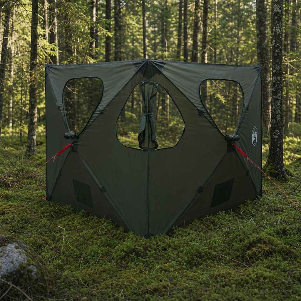 vidaXL Hunting Tent 145 x 145 x 150 cm Army Green Polyester and Steel