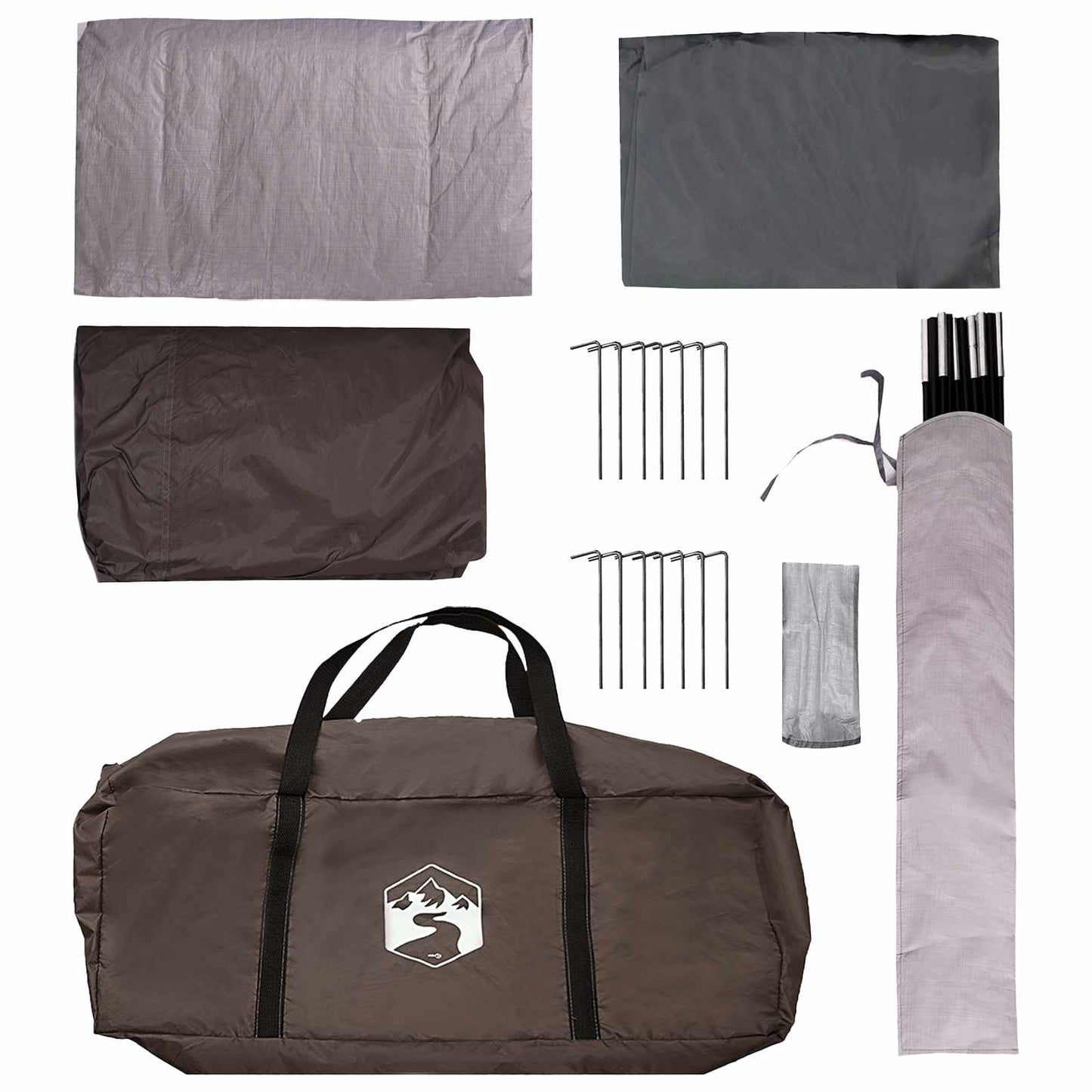 vidaXL Family Tent 8-Person Brown Grey Polyester - 380 x 260 x 190 cm