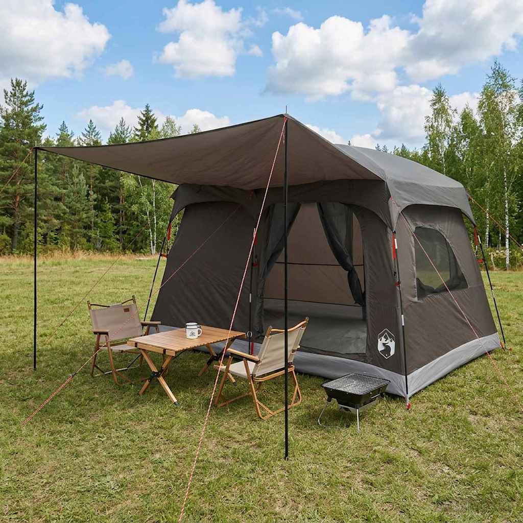 vidaXL Family Tent 8-Person Brown Grey Polyester - 380 x 260 x 190 cm