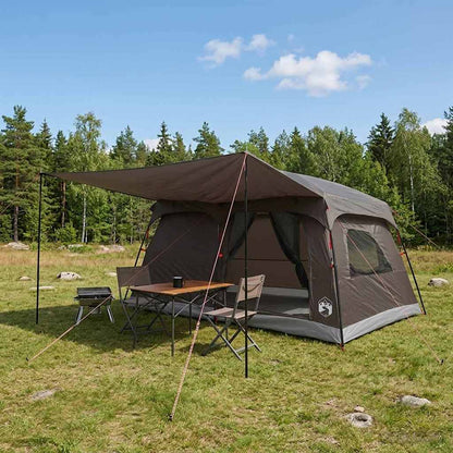 vidaXL Family Tent 10-Person Brown Grey Polyester and Steel - 420 x 305 x 200 cm