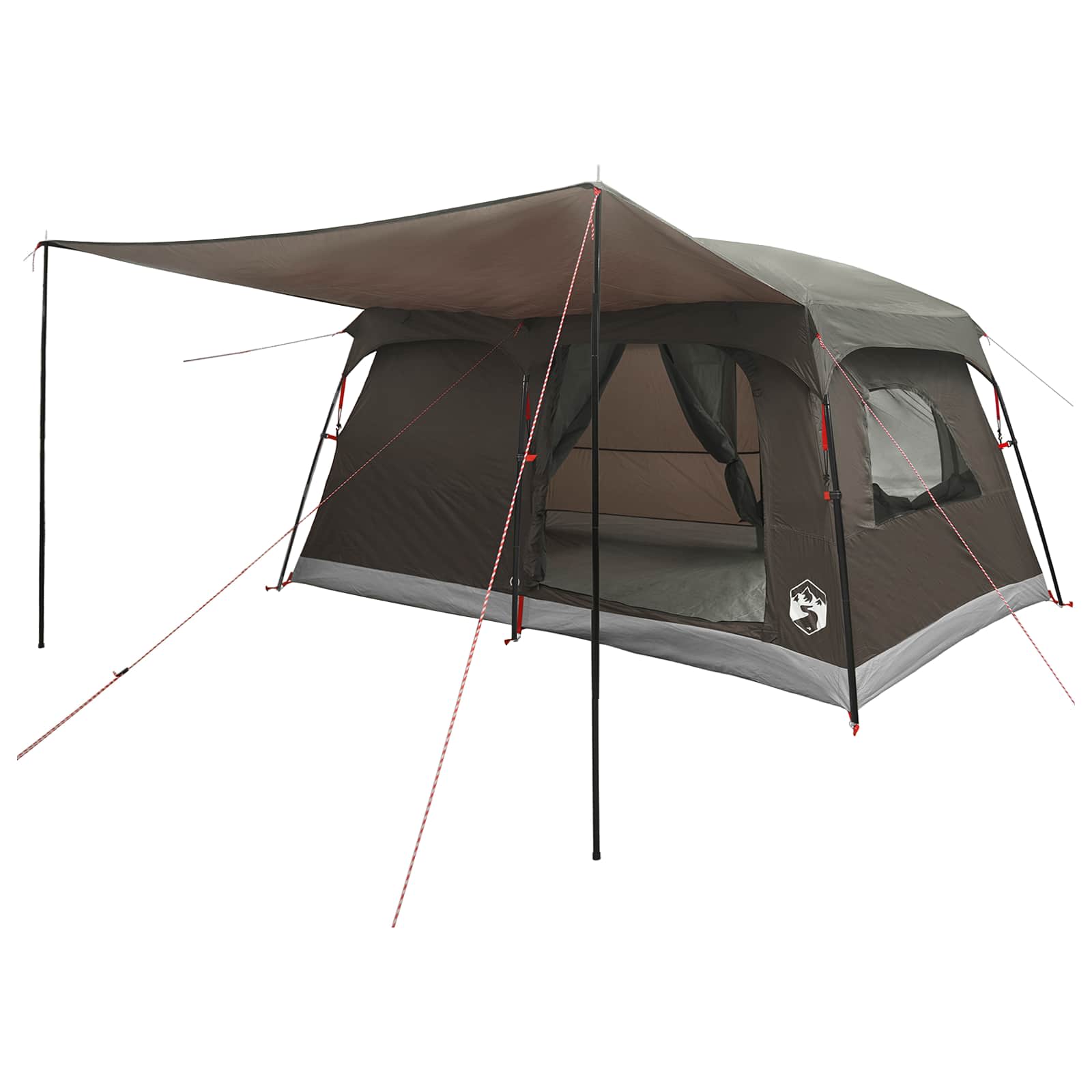 vidaXL Family Tent 10-Person Brown Grey Polyester and Steel - 420 x 305 x 200 cm