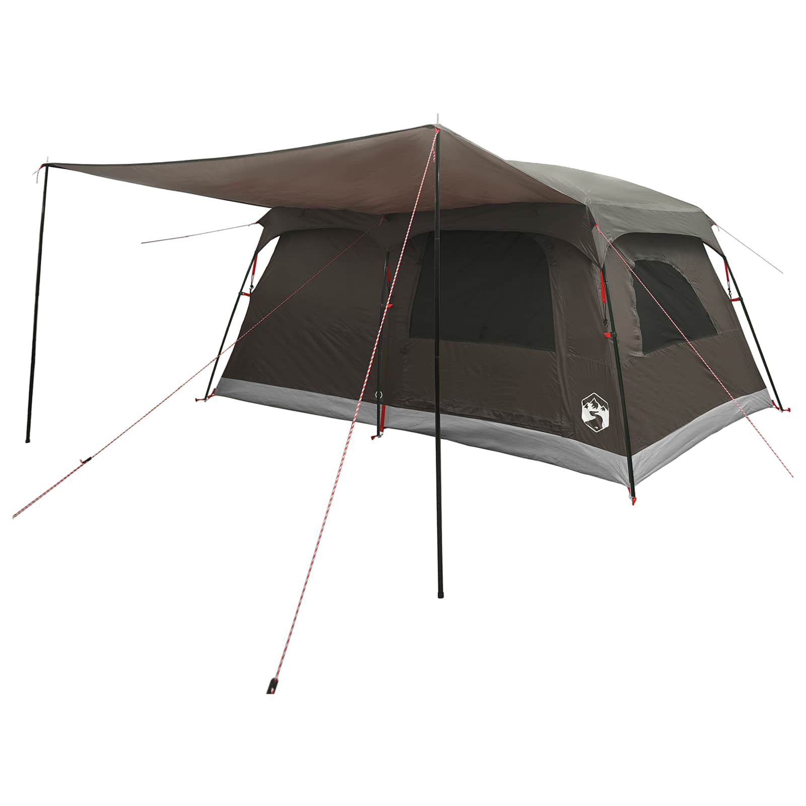 vidaXL Family Tent 10-Person Brown Grey Polyester and Steel - 420 x 305 x 200 cm