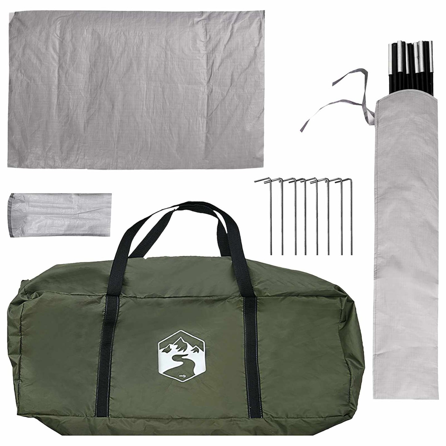 vidaXL Camping Tent with Rainfly Water-resistant 4-Person Olive Green - 245 x 245 x 149 cm