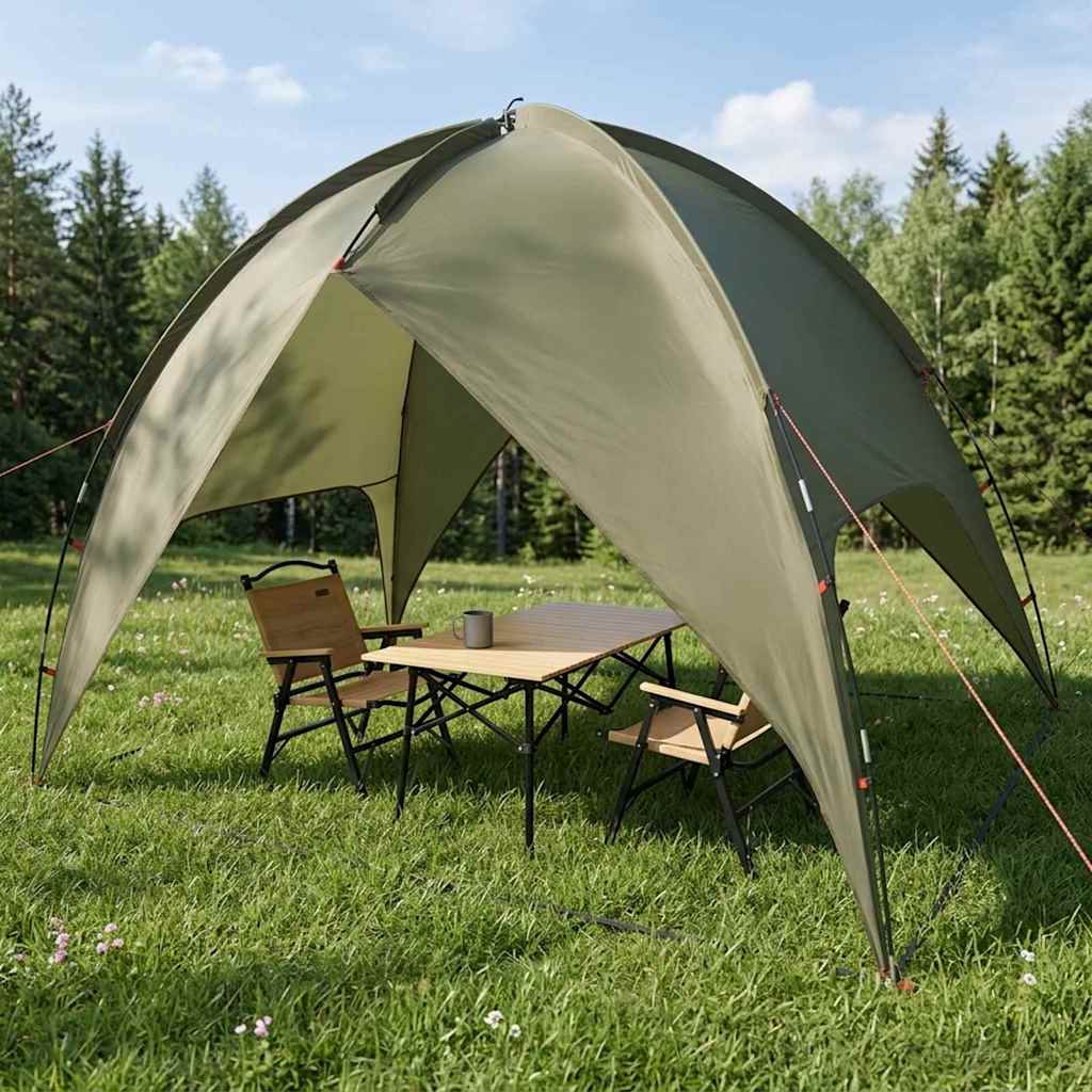vidaXL Camping Tent with Rainfly Water-resistant 4-Person Olive Green - 245 x 245 x 149 cm