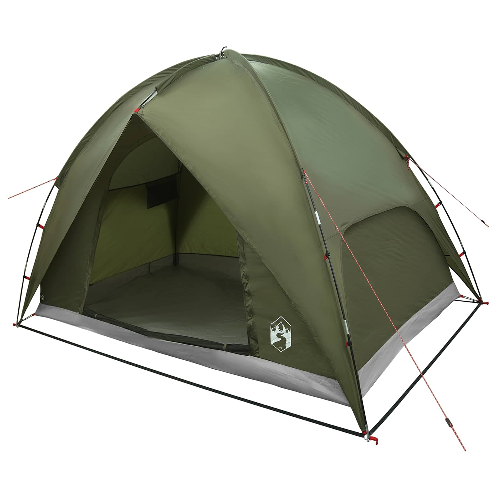vidaXL Camping Tent with Rainfly Water-resistant 4-Person Olive Green - 245 x 245 x 149 cm