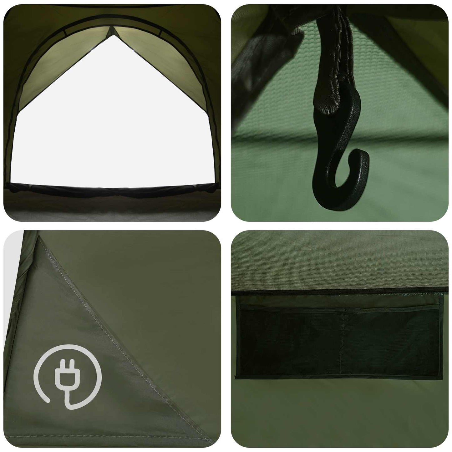 vidaXL Camping Tent with Rainfly Water-resistant 4-Person Olive Green - 310 x 245 x 160 cm