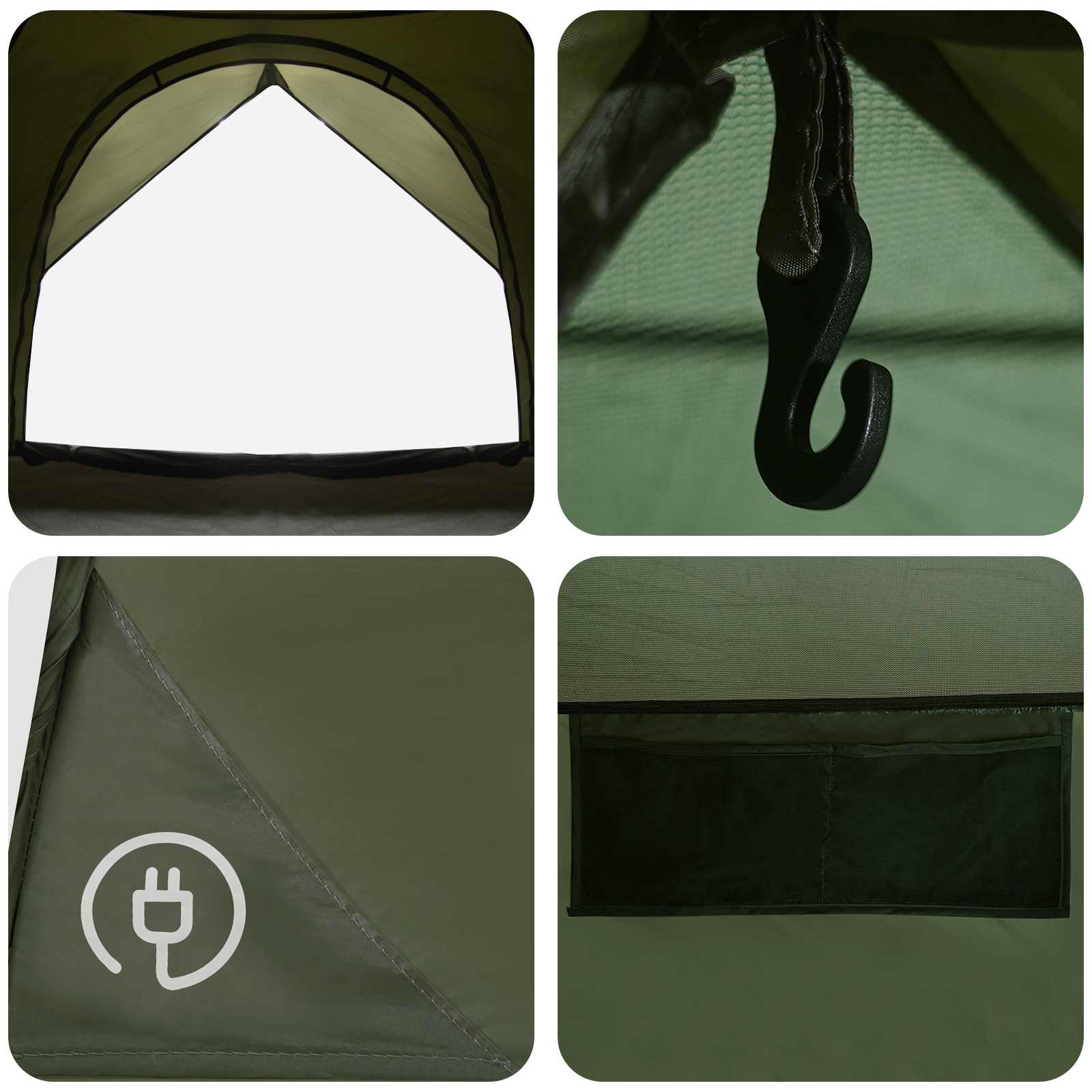 vidaXL Camping Tent with Rainfly Water-resistant 4-Person Olive Green - 310 x 245 x 160 cm