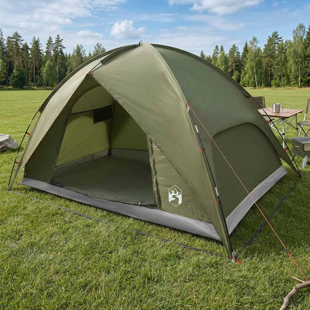 vidaXL Camping Tent with Rainfly Water-resistant 4-Person Olive Green - 310 x 245 x 160 cm