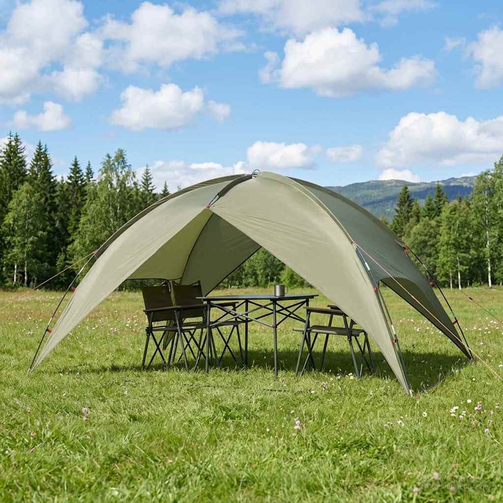 vidaXL Camping Tent with Rainfly Water-resistant 4-Person Olive Green - 360 x 245 x 185 cm