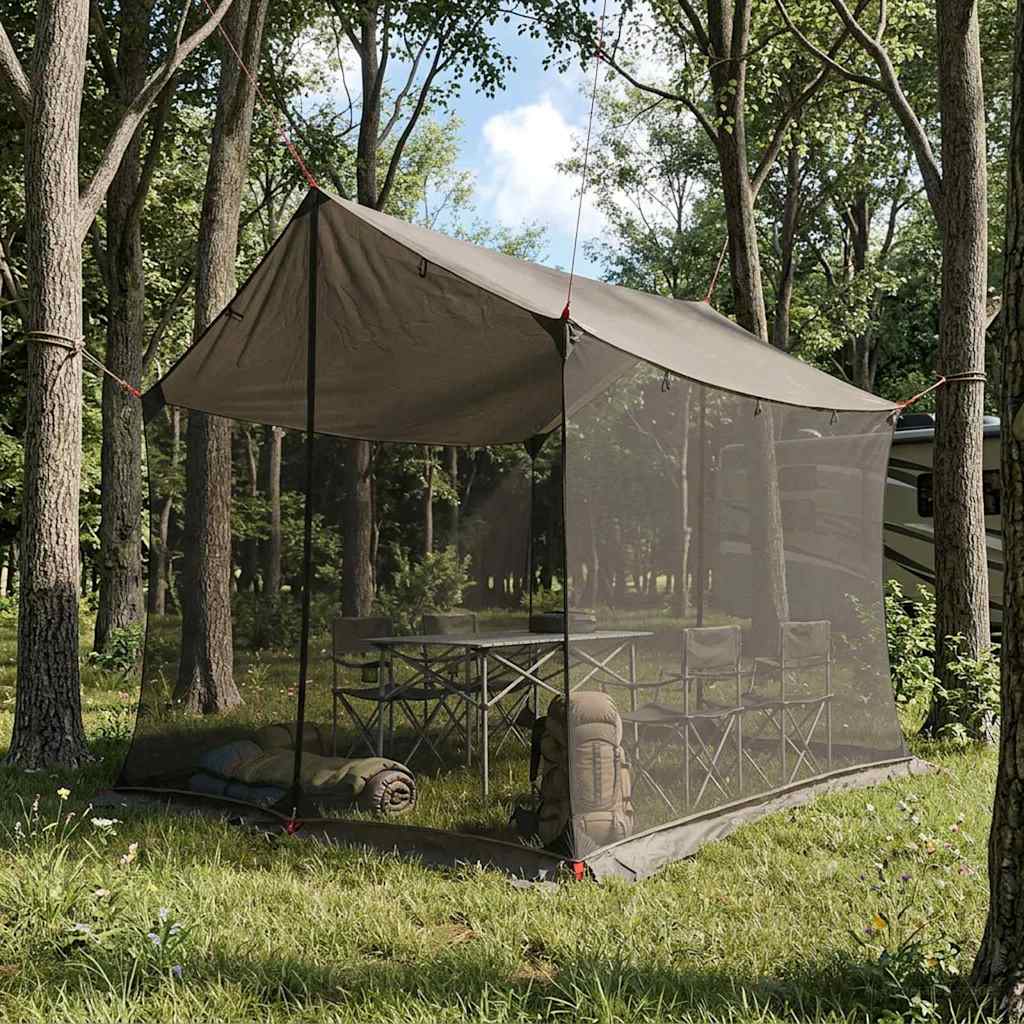 vidaXL Camping Tarp with Mesh Walls 270 x 210 x 210 cm Brown Grey