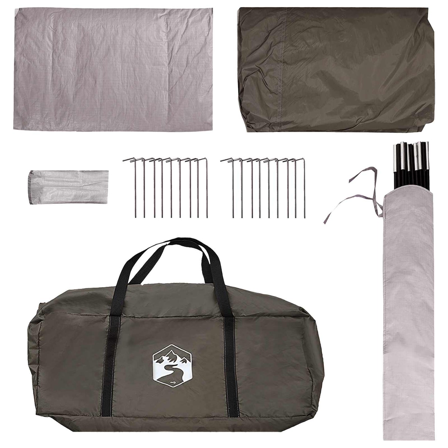 vidaXL Cabin Tent with Roof Brown grey 12-Person Polyester and Steel