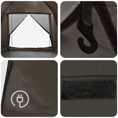 vidaXL Cabin Tent with Roof Brown grey 12-Person Polyester and Steel