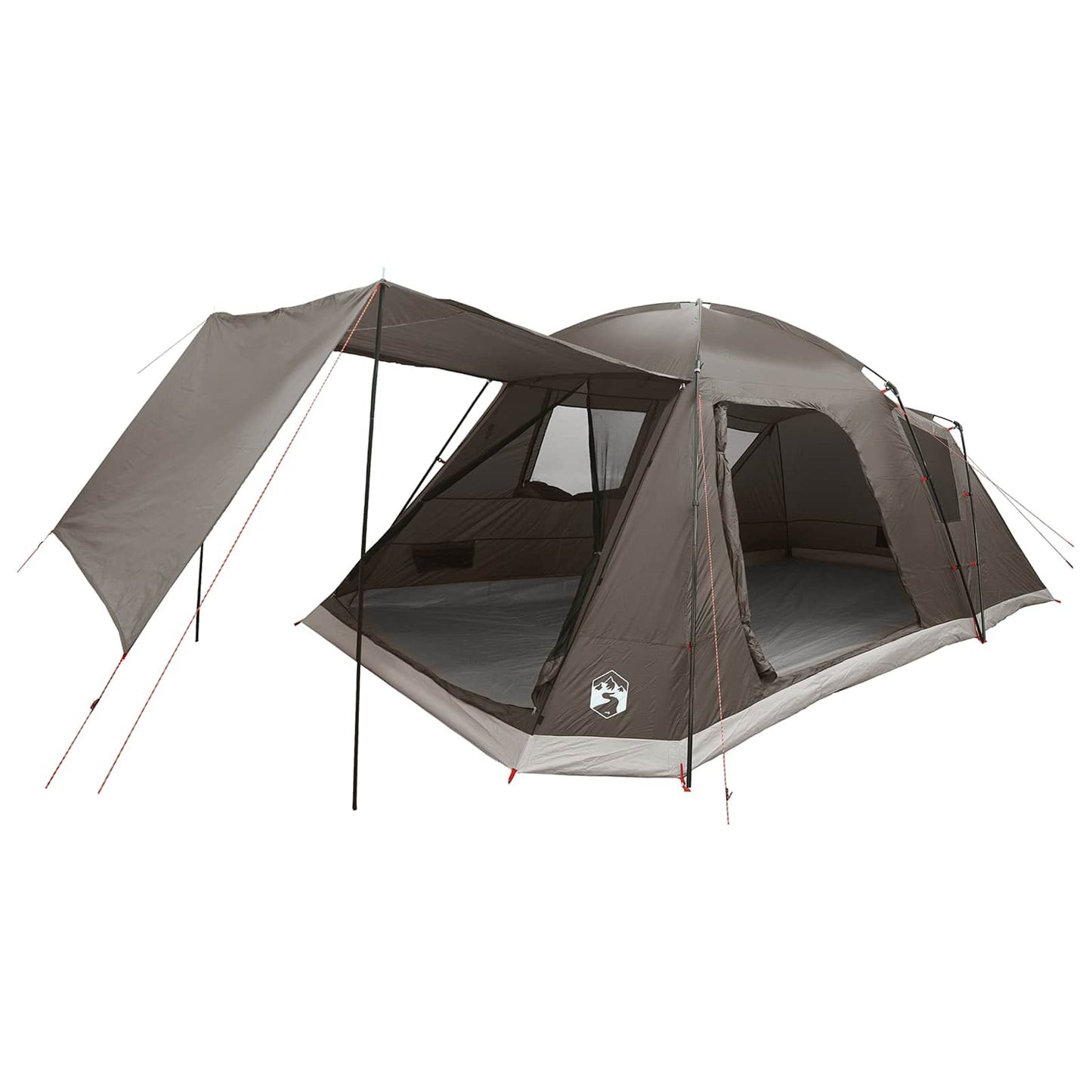 vidaXL Cabin Tent with Roof Brown grey 12-Person Polyester and Steel
