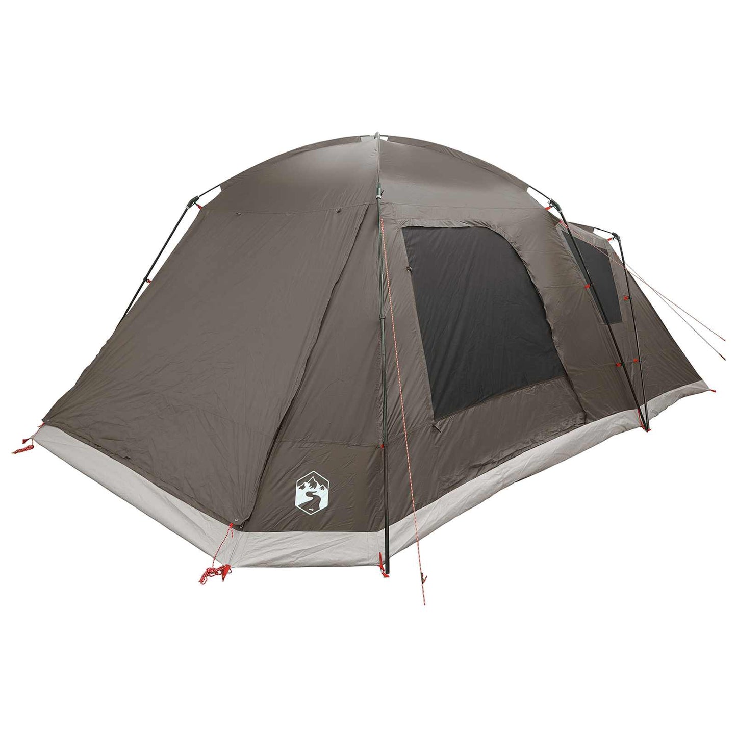 vidaXL Cabin Tent with Roof Brown grey 12-Person Polyester and Steel
