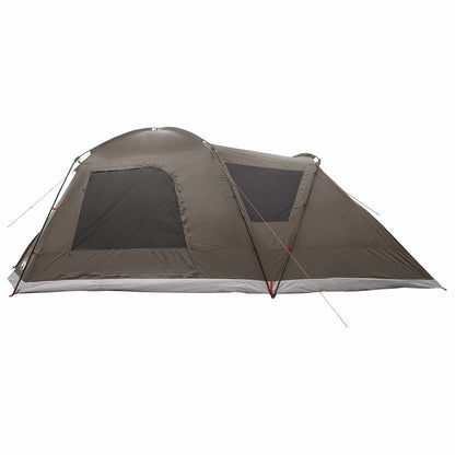 vidaXL Cabin Tent with Roof Brown grey 12-Person Polyester and Steel