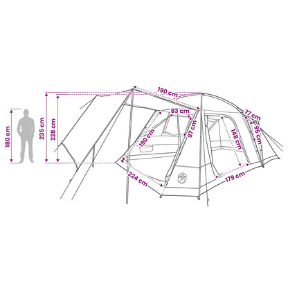 vidaXL Cabin Tent with Roof Brown grey 12-Person Polyester and Steel