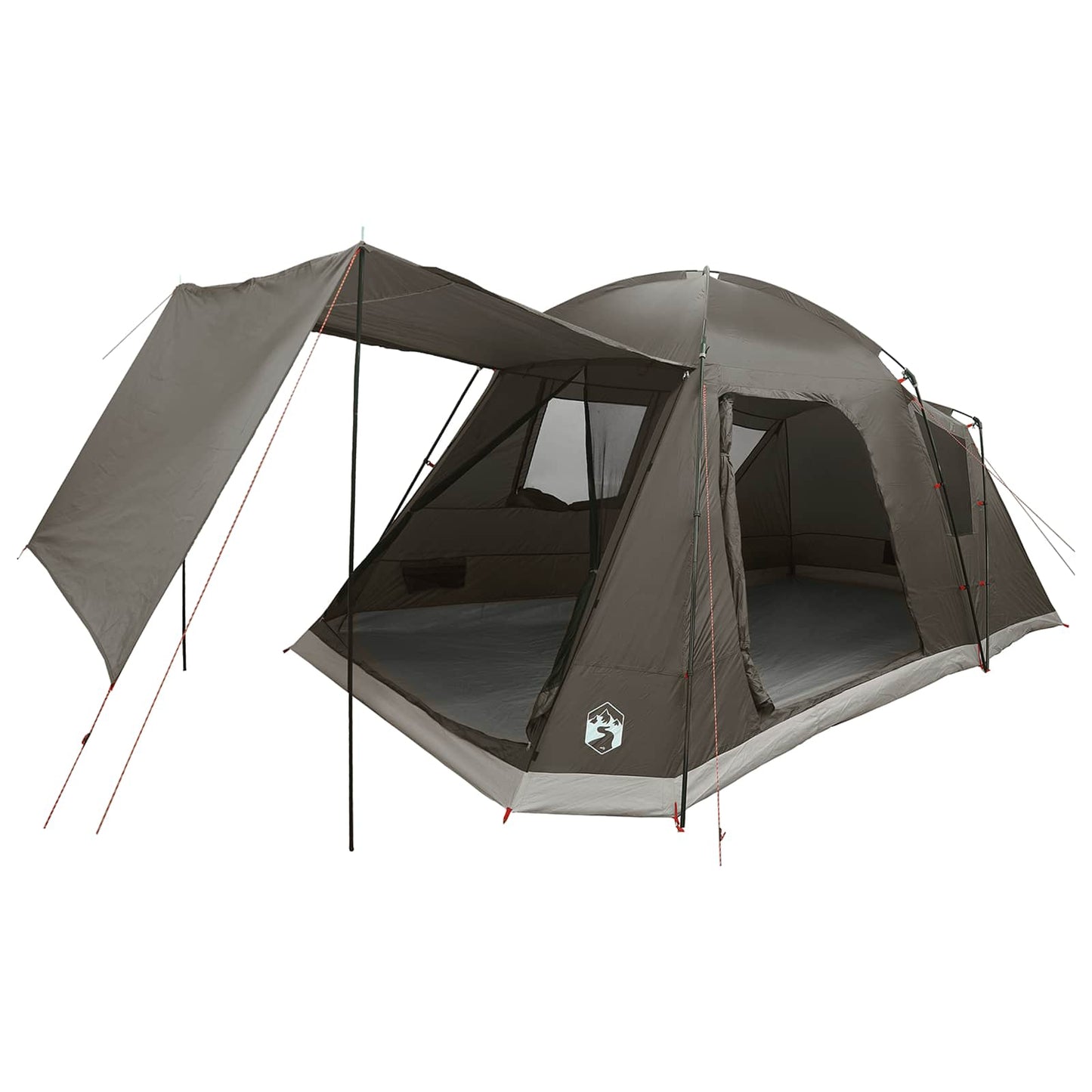 vidaXL Cabin Tent with Roof Brown grey 8-Person Polyester and Steel