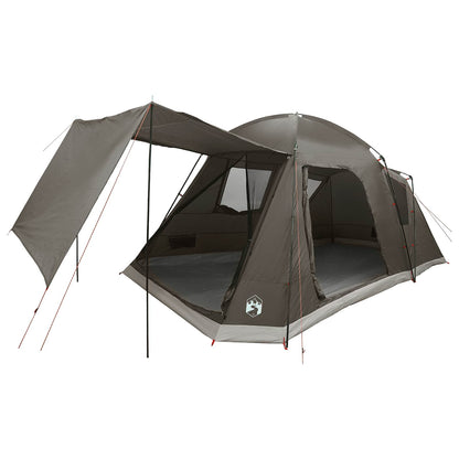vidaXL Cabin Tent with Roof Brown grey 8-Person Polyester and Steel