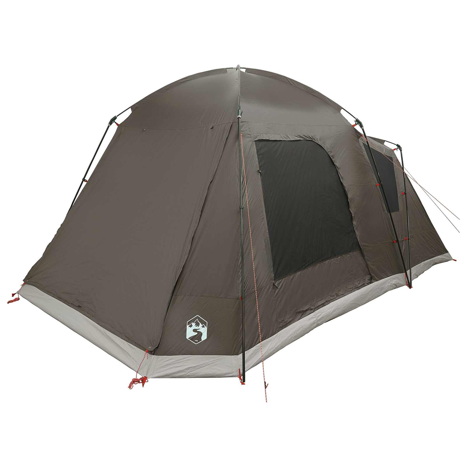 vidaXL Cabin Tent with Roof Brown grey 8-Person Polyester and Steel