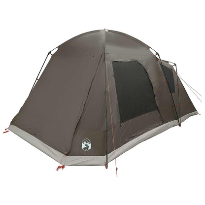 vidaXL Cabin Tent with Roof Brown grey 8-Person Polyester and Steel